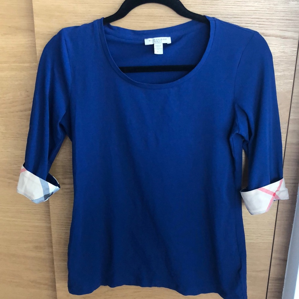 Burberry 3/4 sleeve scoop tee bright navy